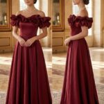 Elegant Burgundy Evening Dress
